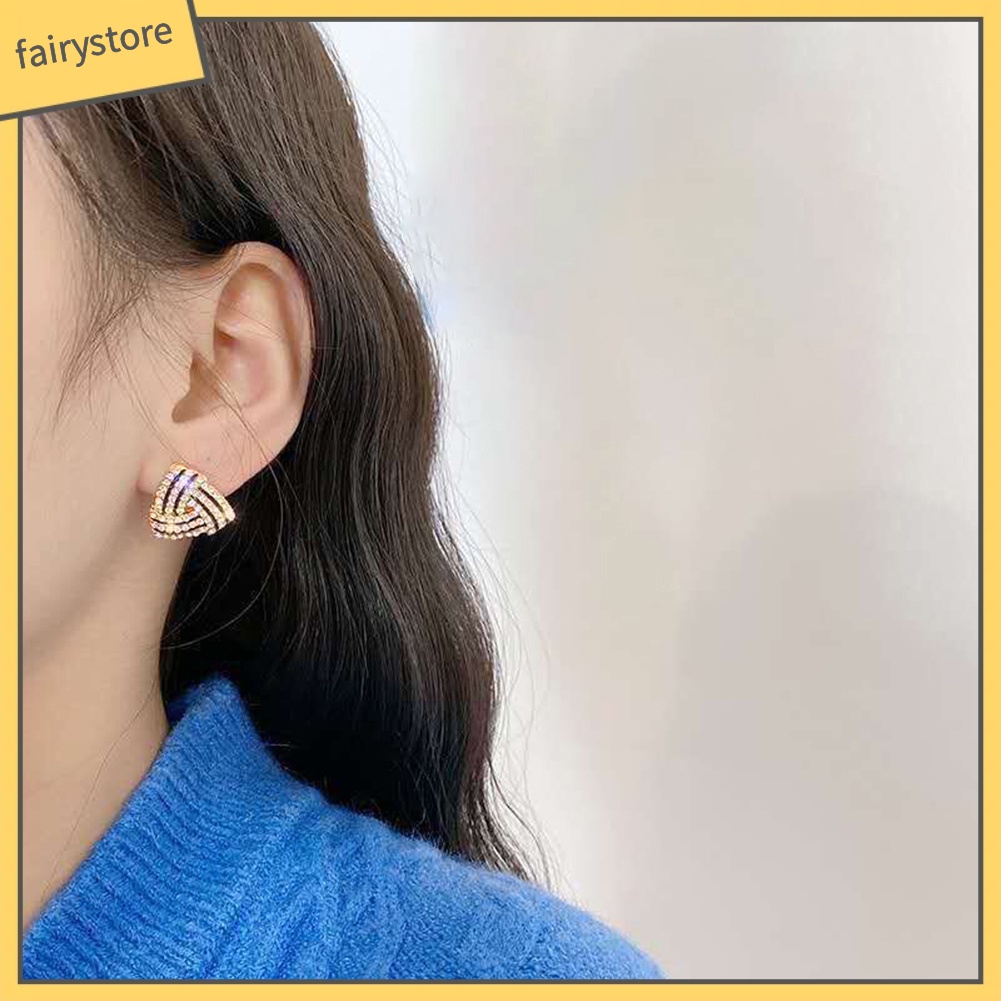 Hoa tai thiết kế hình tam giác đính kim cương giả sang trọng cho nữ