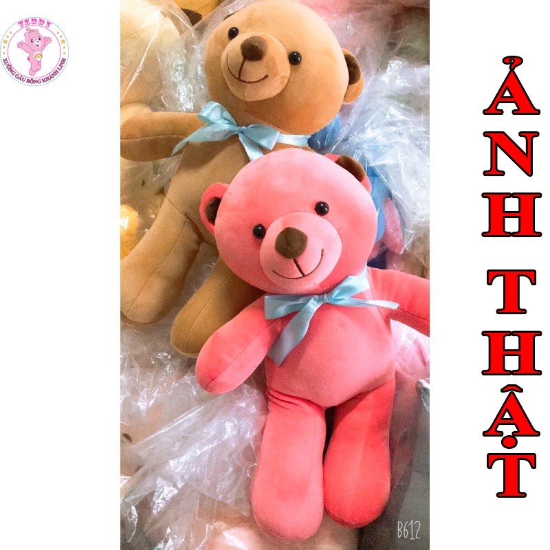 Gấu Bông Teddy Đeo Nơ Size 50Cm 2 Màu Hồng Và Nâu Chất Liệu Cao Cấp Co Dãn 4 Chiều Hàng Xuất Siêu Thị