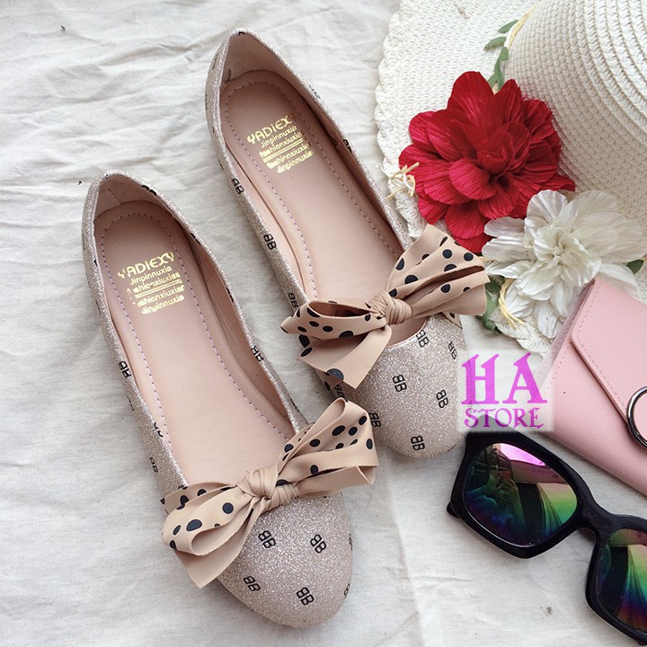 Giày búp bê đế bệt BB gắn nơ siêu xinh lấp lánh | BigBuy360 - bigbuy360.vn