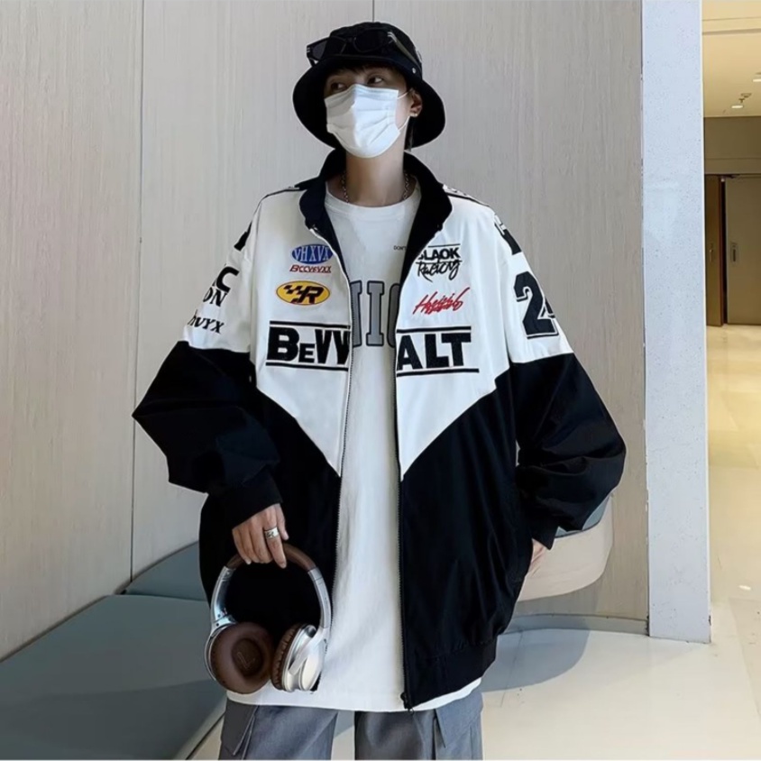 Áo khoác nam áo khoác bóng chày thêu chữ phong cách phong cách Hàn Quốc thời trang nam nữ áo khoác bóng chày áo khoác biker unisex vải đôi