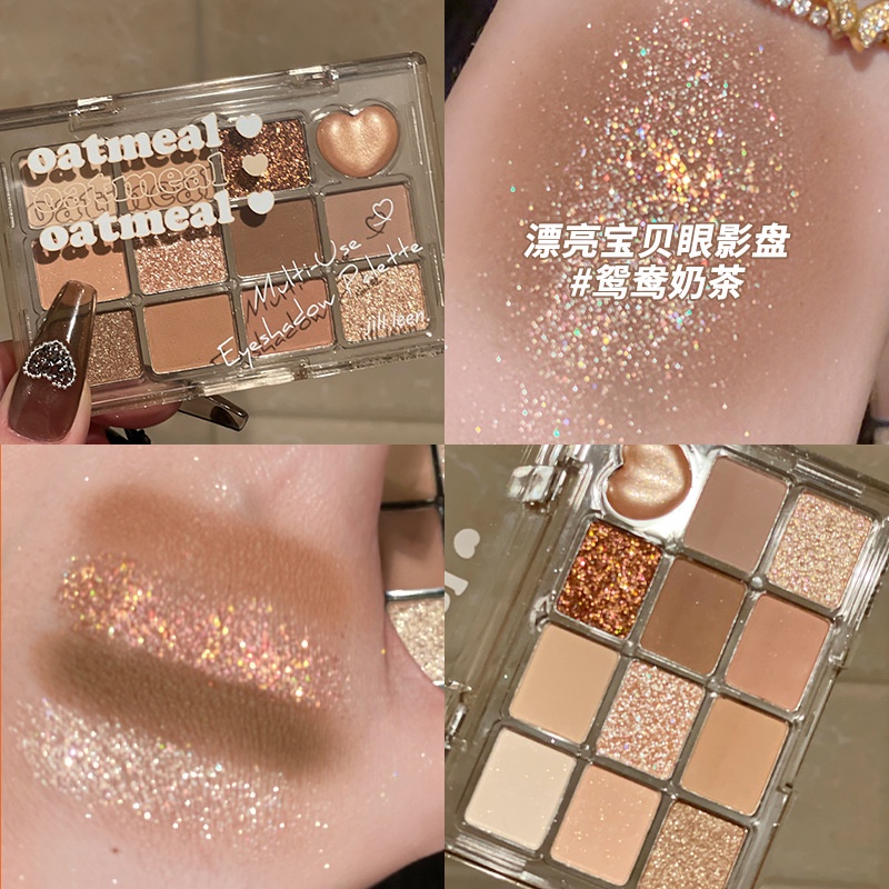 Bảng Phấn Mắt 12 Màu Lì Và Ánh Ngọc Trai Lấp Lánh Thương Hiệu LEEN Với 10 Màu Sắc Chọn Lựa