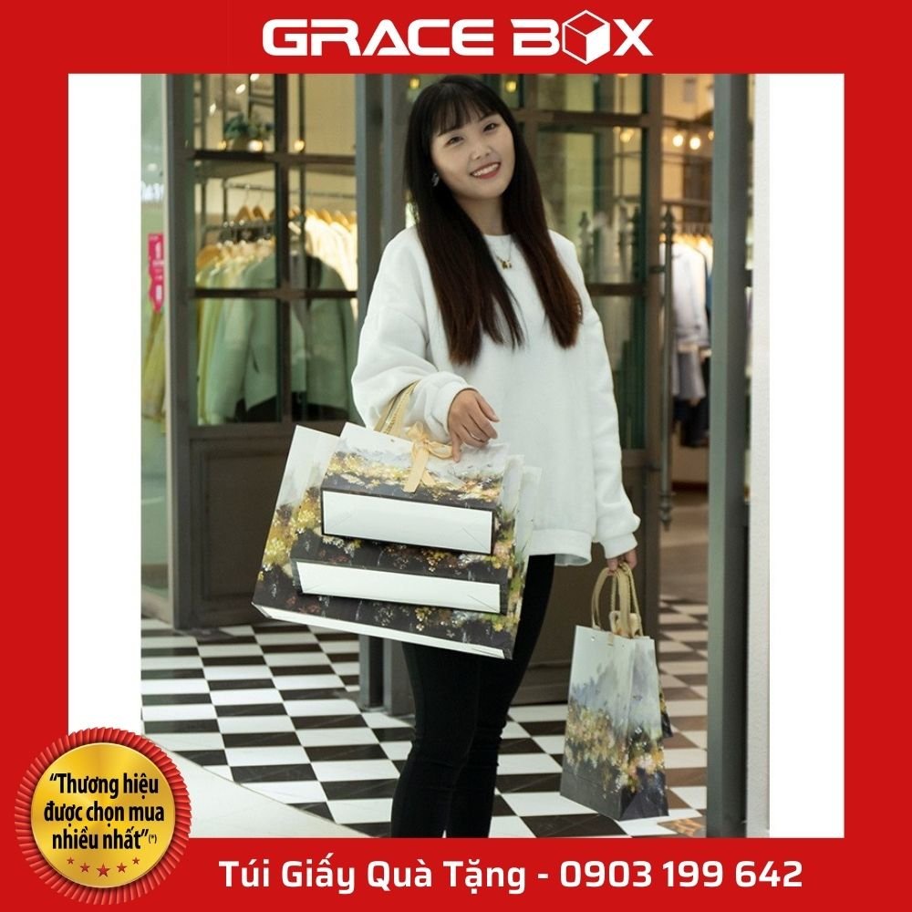 {Mẫu Hot} Túi Giấy Quà Tặng Bức Tranh Cánh Đồng Hoa - Mẫu HOT Nhất Tại Siêu Thị Bao Bì Grace Box