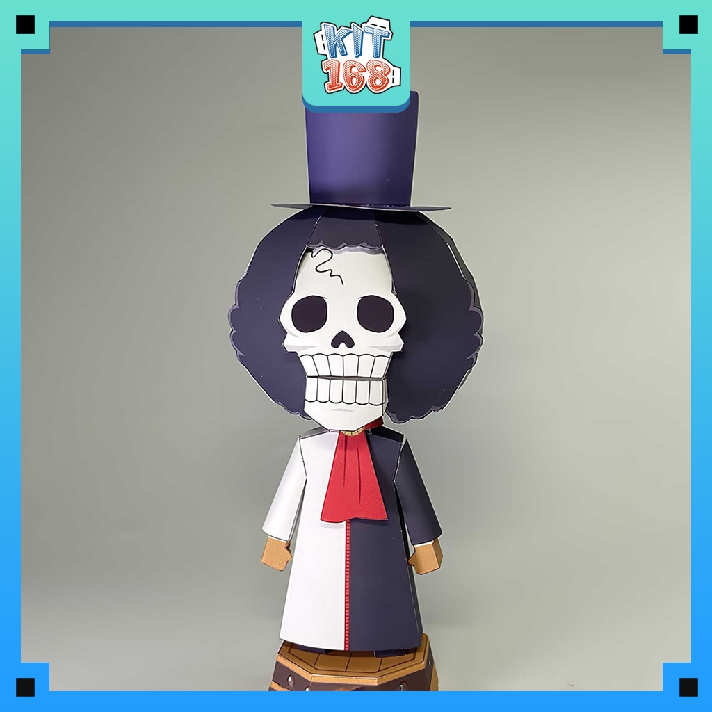 Mô hình giấy Anime Chibi Brook - One Piece + kit hộp trang trí