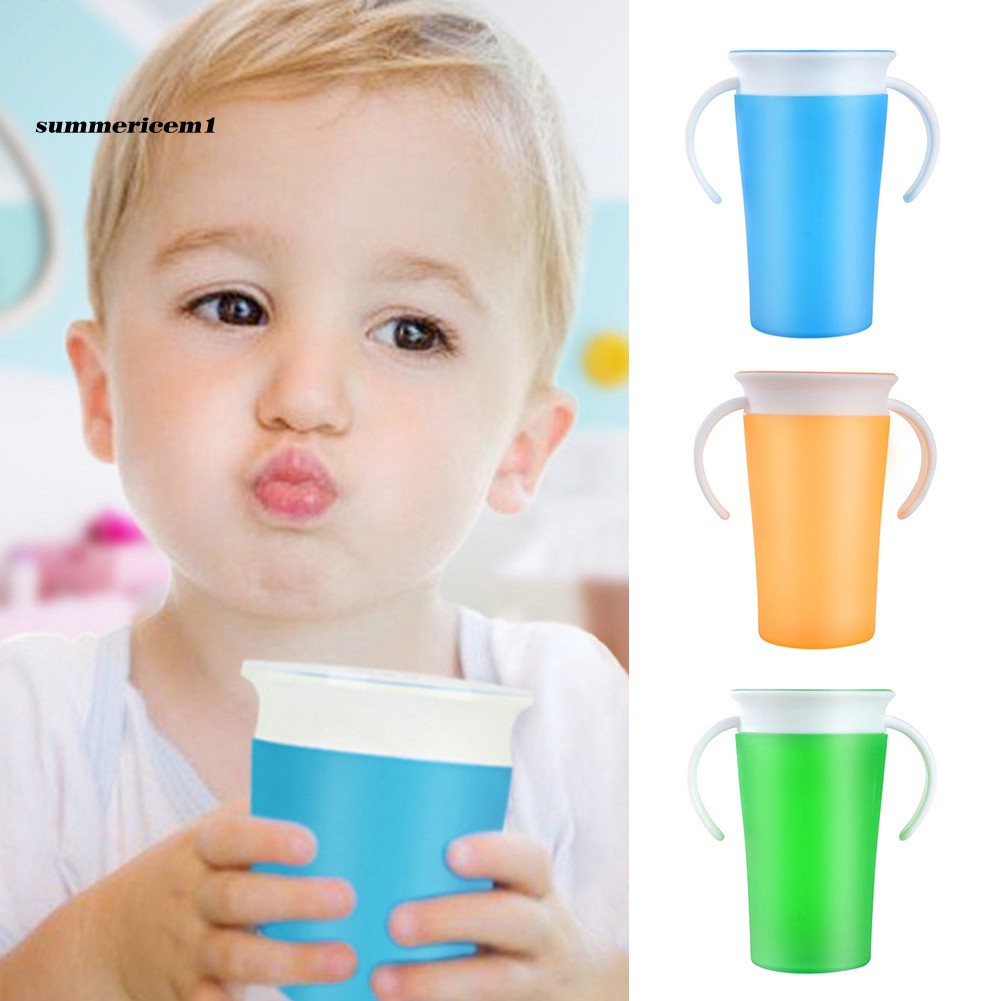 【PENT】260ml 360 Rotary Baby Learning Drinking Cup Leakproof Feeding Bottle with Handle