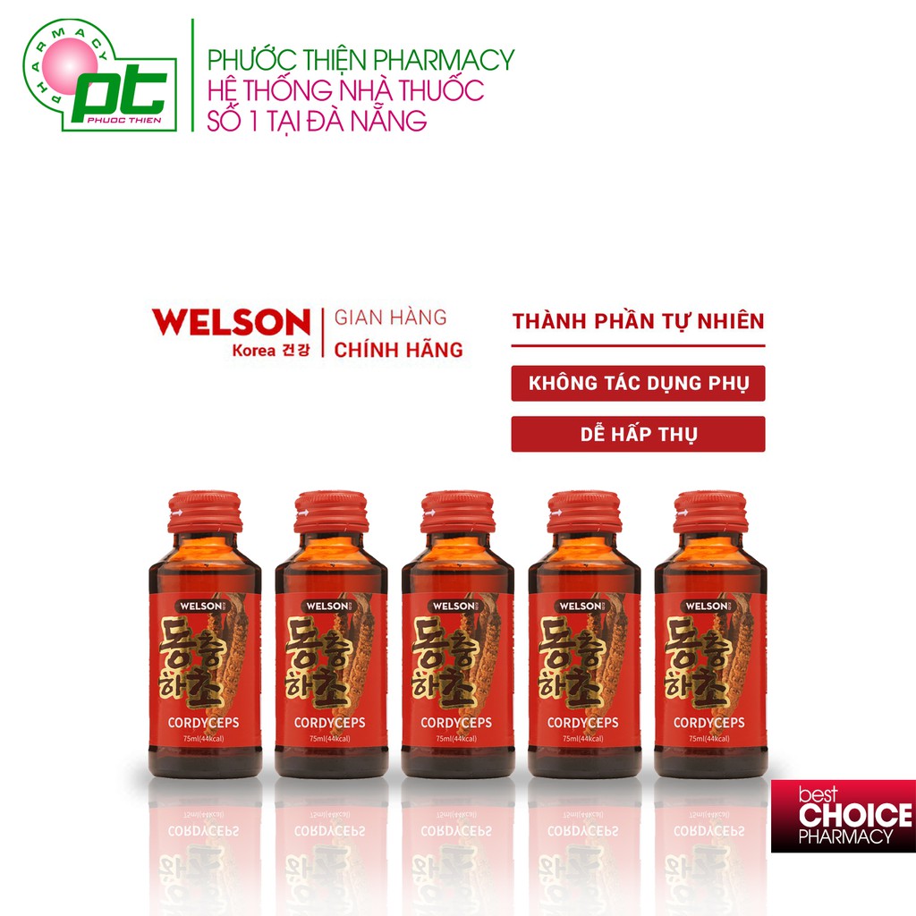 Nước Uống Đông Trùng Hạ Thảo Welson Cordyceps Hộp 10 chai 75ml