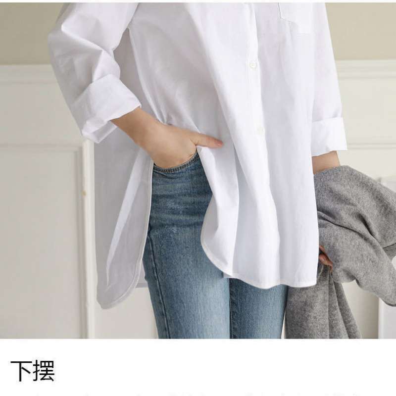 Áo sơ mi Zxyouping tay dài dáng rộng xẻ tà có size lớn