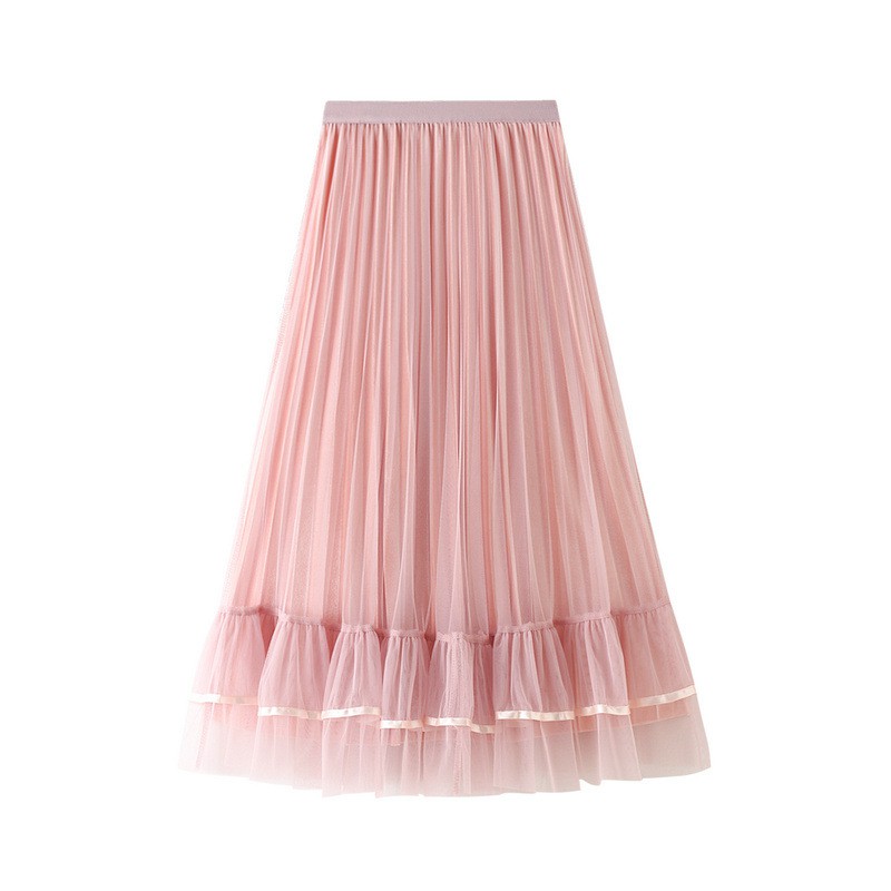 Chân váy 2 lớp phối nhung và lưới xòe gấu dễ thương VAY126 free size