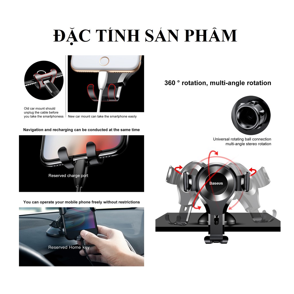 [Kẹp điện thoại dán taplo]Giá đỡ điện thoại trên ô tô Baseus Osculum | BigBuy360 - bigbuy360.vn