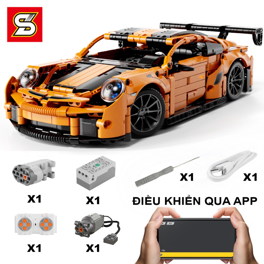 Đồ Chơi Lắp Ráp Mô Hình Siêu Xe Porsche 911 GT3 RS SY8601 Điều Khiển Từ Xa RC Với 1220 PCS,Tỉ Lệ 1:14