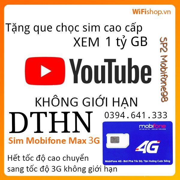 Sim 4g Mobifone MAX KHÔNG GIỚI HẠN DUNG LƯỢNG DATA SIM 4G