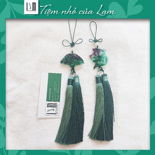 Ngọc bội resin cổ phong trang trí quạt, móc khóa cosplay cổ trang nhiều mẫu tua rua đôi