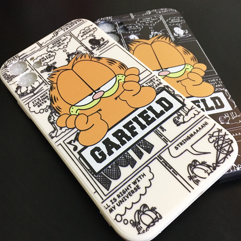 Ốp lưng iphone cạnh vuông Mèo Garfield bảo vệ ip 6/6s/6splus/7plus/8plus/X/Xs/XsMax/11/11pro/promax – Mario Case