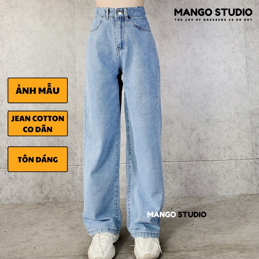 Quần jean nữ ống suông rộng cơ bản cạp lưng cao thương hiệu Mango MT230