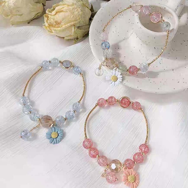 Vòng Đeo Tay Chuỗi Hạt Nhiều Màu Họa Tiết Hoa Cúc Nhỏ Xinh Xắn Cho Bạn Gái