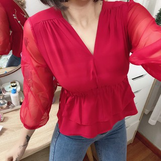 321. ÁO CHUN EO CỔ TIM TAY DÀI