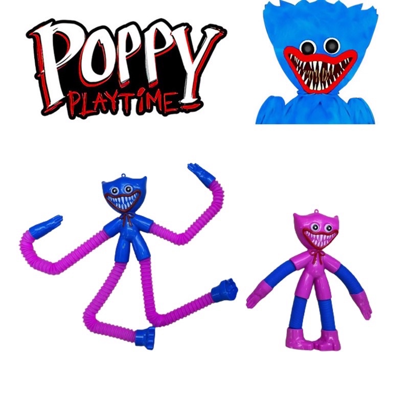 Đồ chơi Huggy Wuggi ống lò xo kéo giãn tay chân có đèn phát sáng cho bé