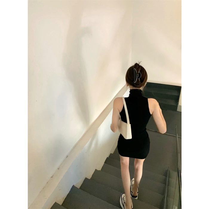 DUNEA Đầm không tay dáng ôm Cổ Lọ Thiết Kế Ôm Sát Quyến Rũ