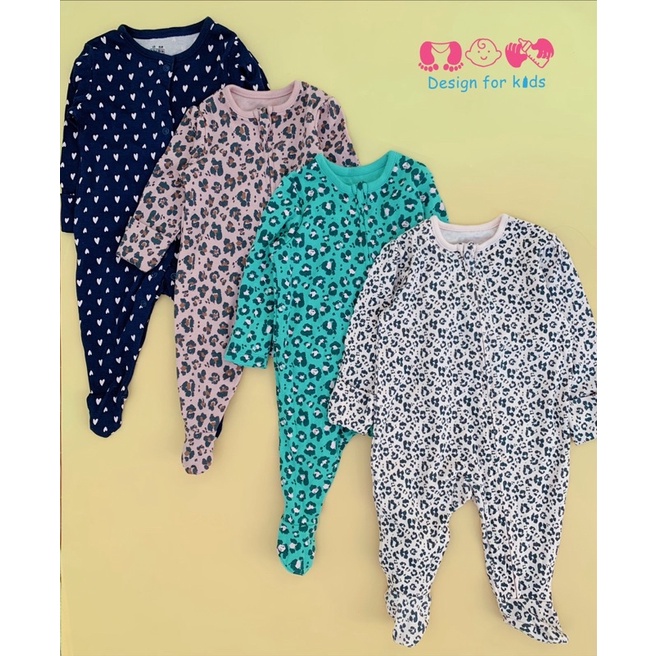Bộ body họa tiết beo da báo / xanh navy trái tim cho bé yêu