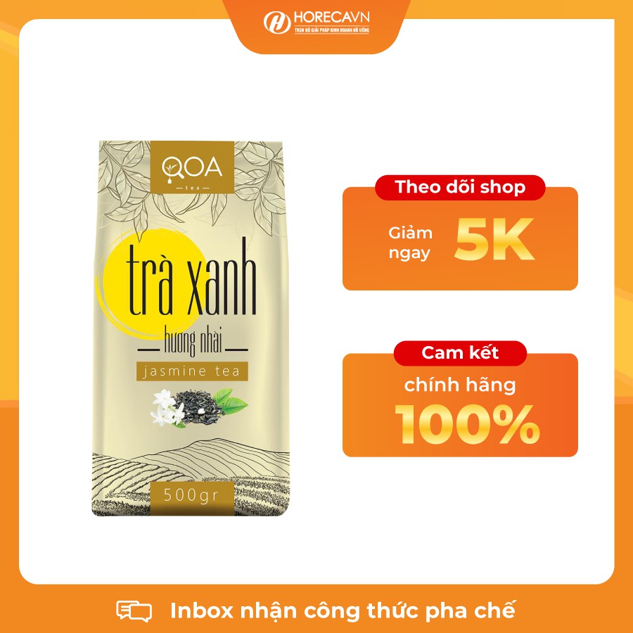 Trà Xanh Hương Nhài QOA 500g- Trà Lá Nguyên Liệu Pha Trà Trái Cây