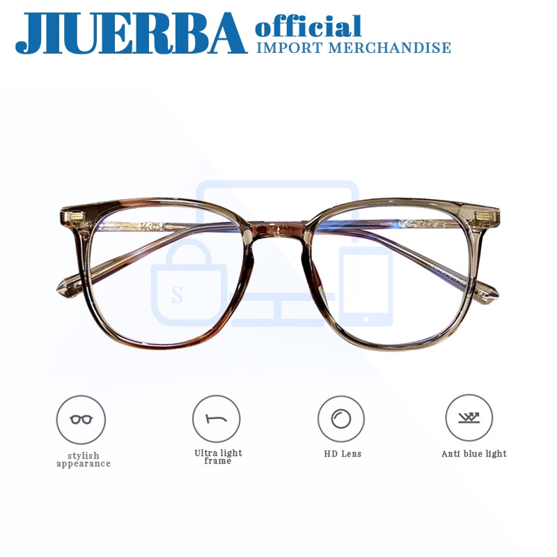 Kính mắt JIUERBA gọng kim loại vuông TR90 siêu nhẹ chống ánh sáng xanh thời trang dành cho cả nam và nữ