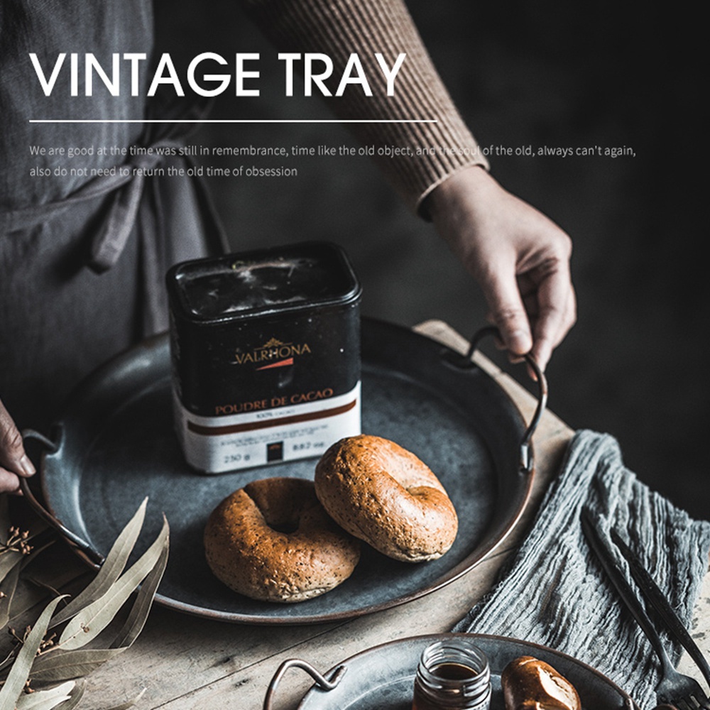 Khay Đựng Bánh Mì Bằng Sắt Có Tay Cầm Phong Cách Vintage