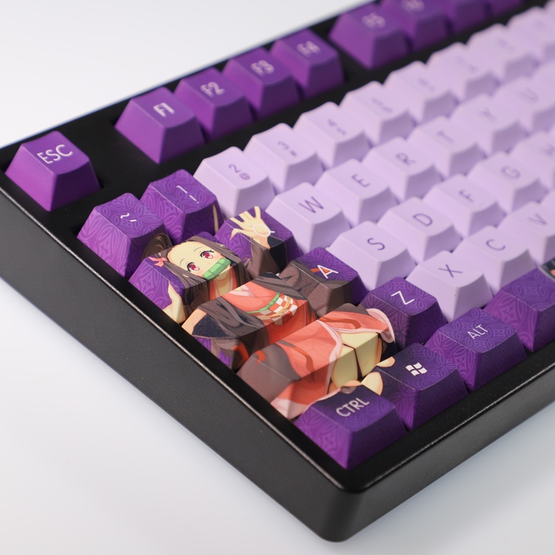 Kamado Nezuko keycap Demon Slayer keycap Cherry profile PBT Dye-thăng hoa bàn phím cơ học keycap hai chiều Anime keycaps 108 phím