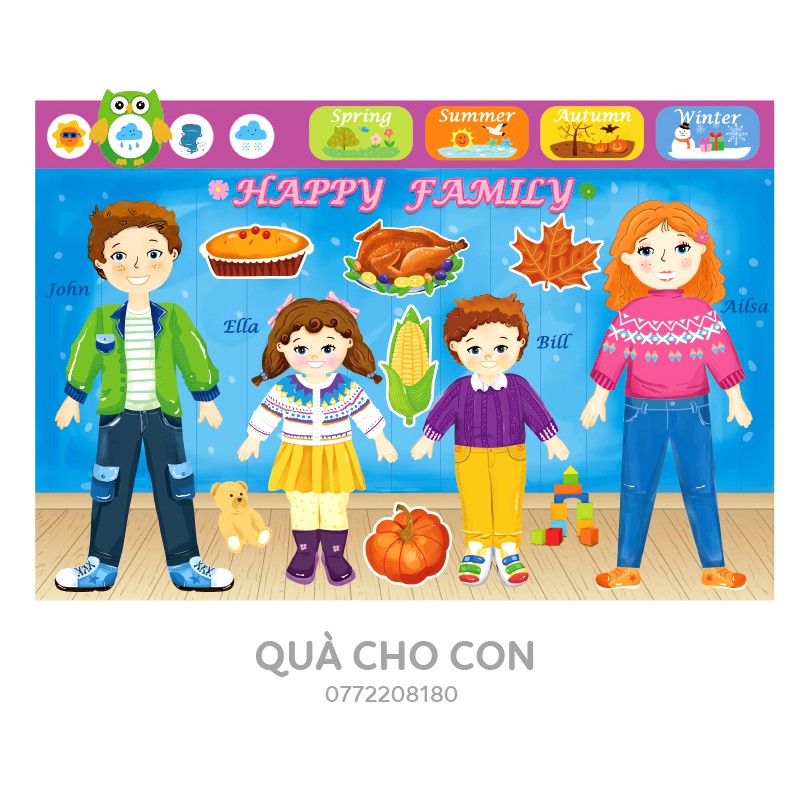 BỘ XẾP HÌNH THAY QUẦN ÁO GIA ĐÌNH BÉ THEO MÙA VÀ CÁC NGÀY LỄ - HAPPY FAMILY