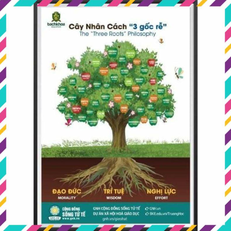 Tranh cây nhân cách 3 gốc khổ A4 ép plastic