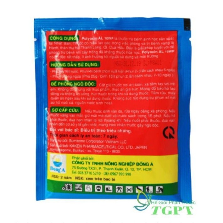 Thuốc trừ bệnh POLYOXIN AL 10WP - ĐẶC TRỊ THÁN THƯ - 25g
