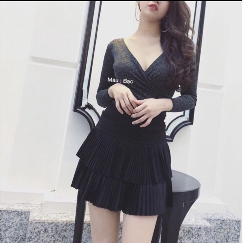 Chân Váy Xếp Ly hai Tầng Phồng Dáng Ngắn Xoè Lưng Thun Cạp Cao DUMI