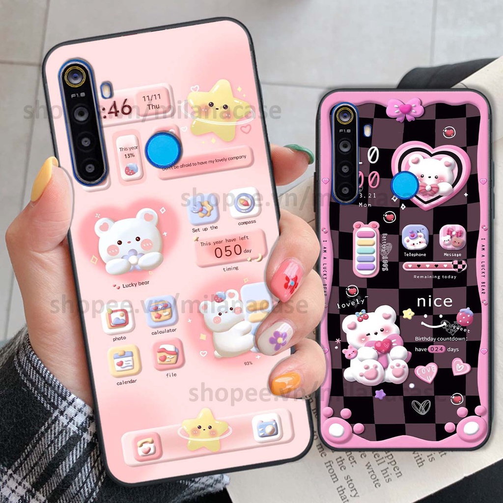 Ốp Realme 5 / 5 Pro / C3 hình đồng hồ icon gấu mèo cute cực dễ thương ngộ nghĩnh