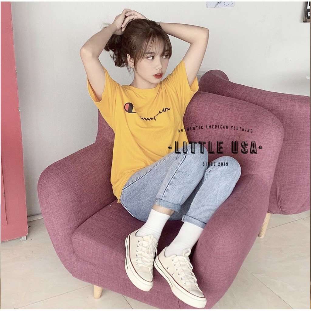 ÁO CHAMPION® TAGLESS GRAPHIC TEE - GOLD - 100% AUTHENTIC - 100% SHIPPED USA