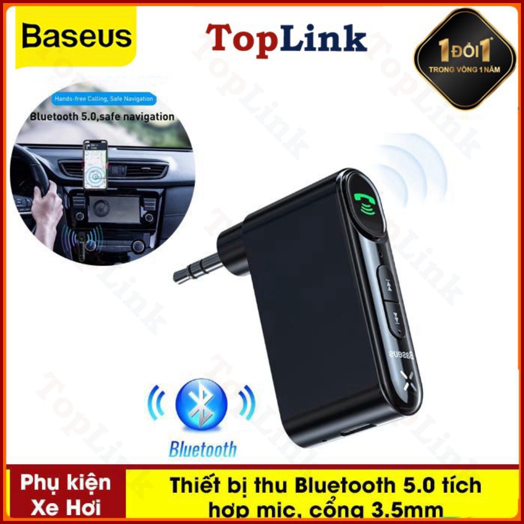 Bộ Thu Bluetooth 5.0 Baseus DC5V Cho AUX 3.5mm AUX Trên Xe Hơi Đàm Thoại Rảnh Tay ( Tích Hợp Mic Chất Lượng Cao)