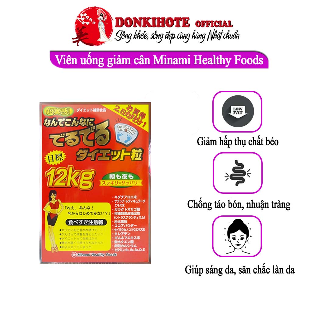 Giảm cân minami, viên uống giảm cân Nhật Bản 12 kg hộp 75 gói