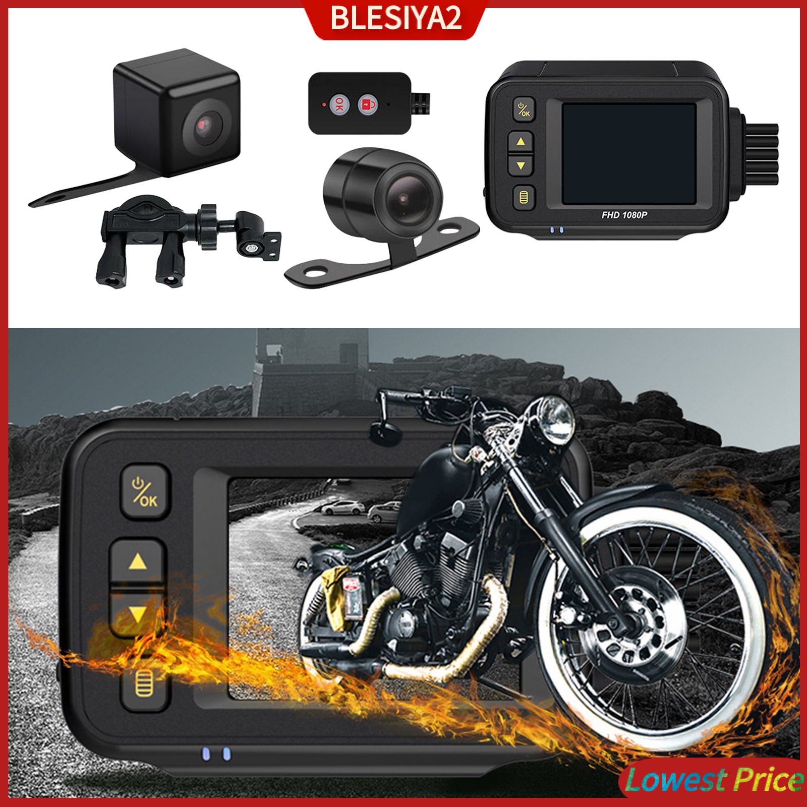 720P Motorcycle Driving Recorder DVR Camera Front+Rear Dash Cam Waterproof