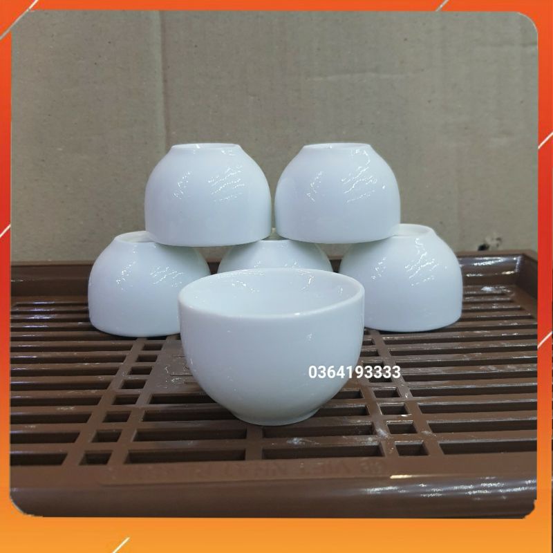 Chén sứ trắng Bát Tràng - Chén sứ uống trà không quai loại đẹp 1 chiếc