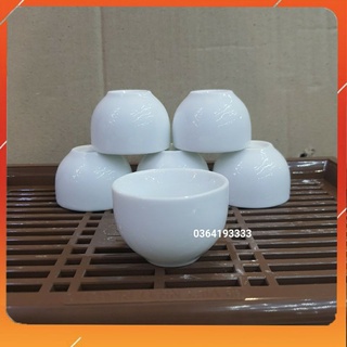Chén sứ trắng Bát Tràng - Chén sứ uống trà không quai loại đẹp 1 chiếc