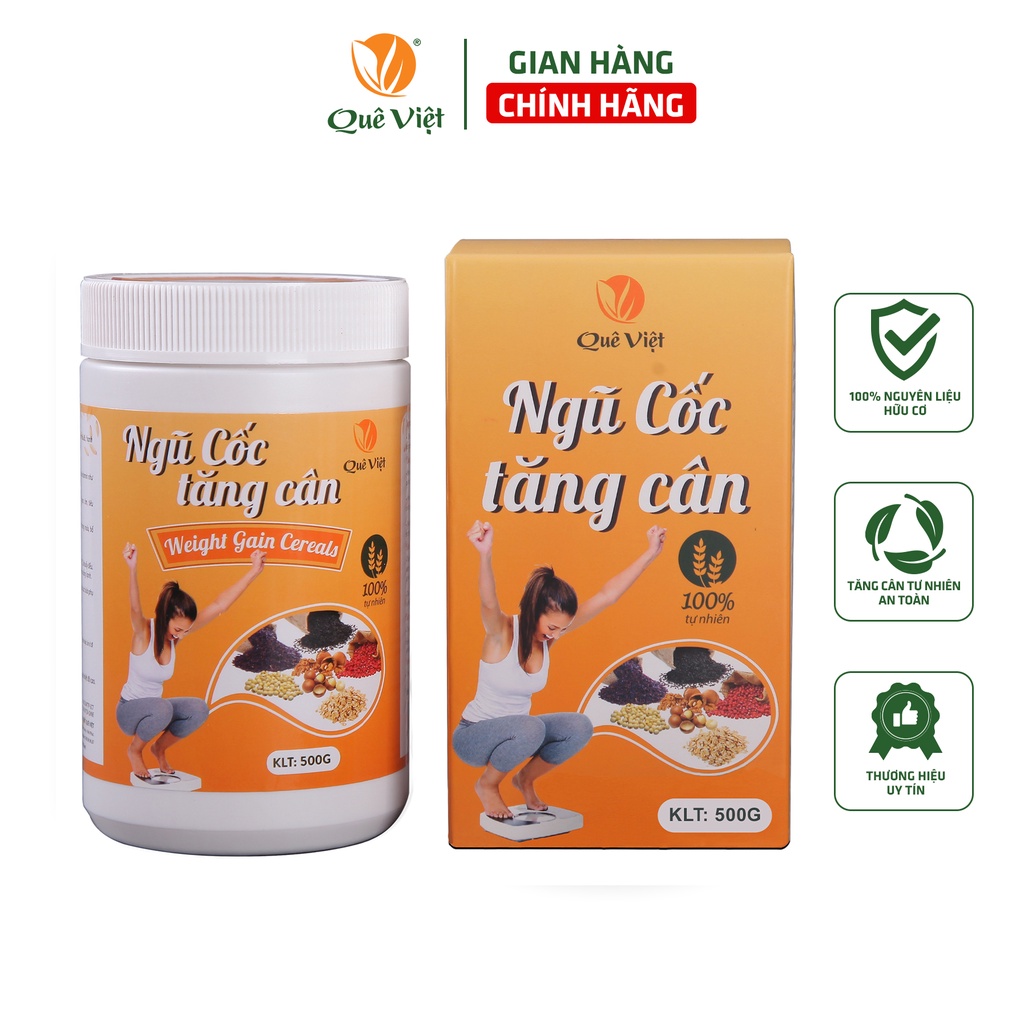 Ngũ cốc tăng cân Quê Việt 100% nguyên liệu hữu cơ, bổ sung dinh dưỡng 500gr