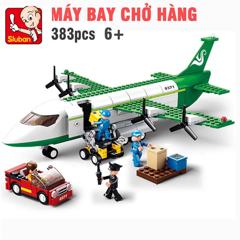 Bộ lắp ghép lego mô hình máy bay chở hàng gồm 383 chi tiết đồ chơi trẻ em B0371