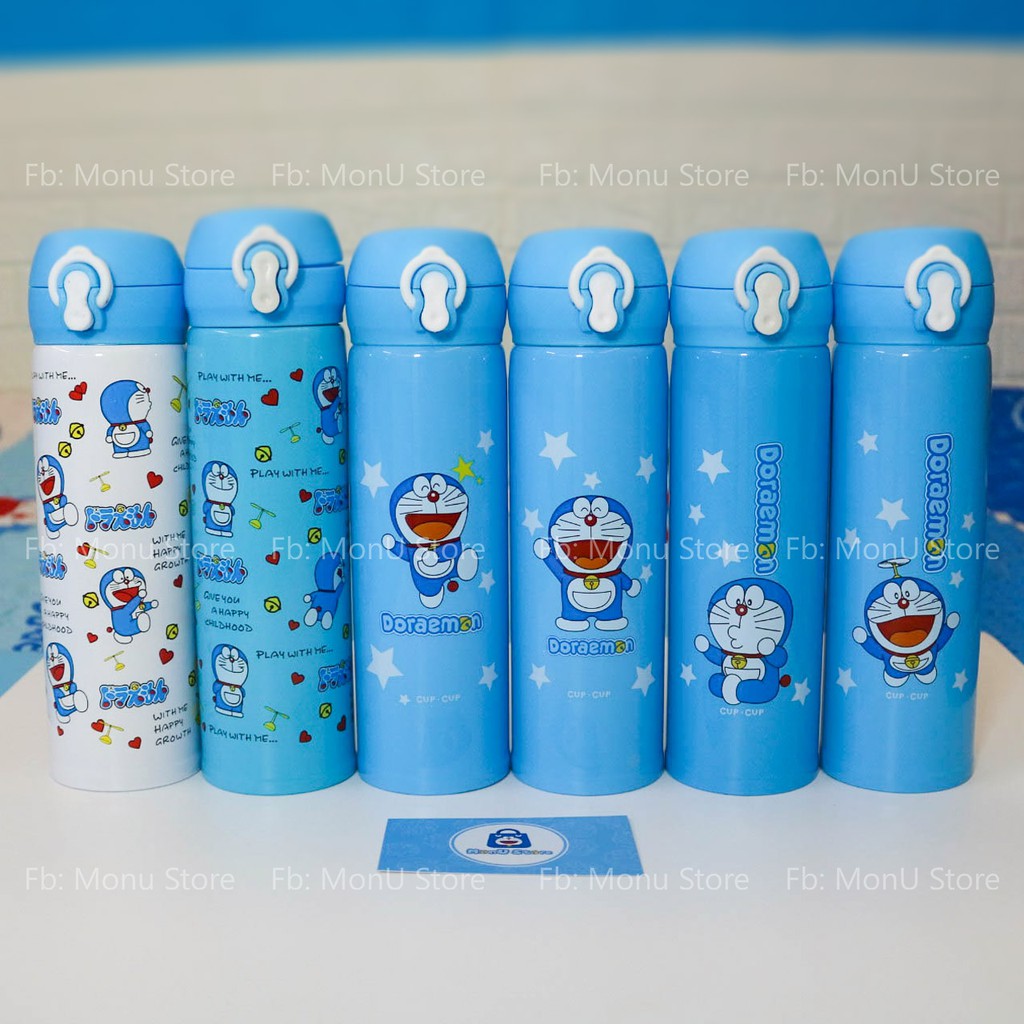 Bình giữ nhiệt nắp bật hình DORAEMON DOREMON dễ thương chất liệu inox 304 an toàn