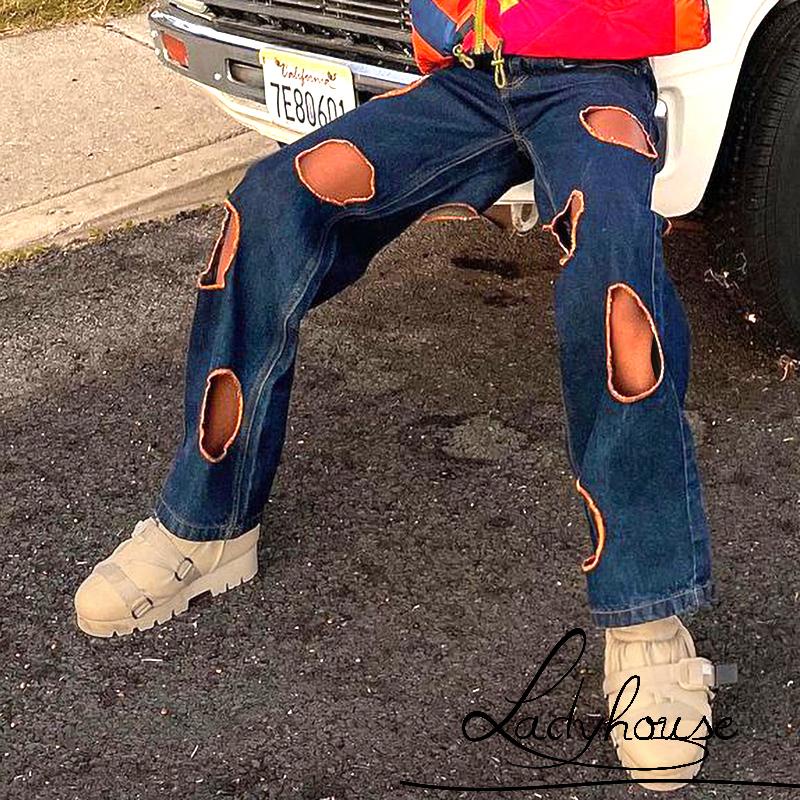 Quần Jean Dài Ống Rộng Màu Trơn Phối Túi Thời Trang Xuân Hè Cho Nữ
