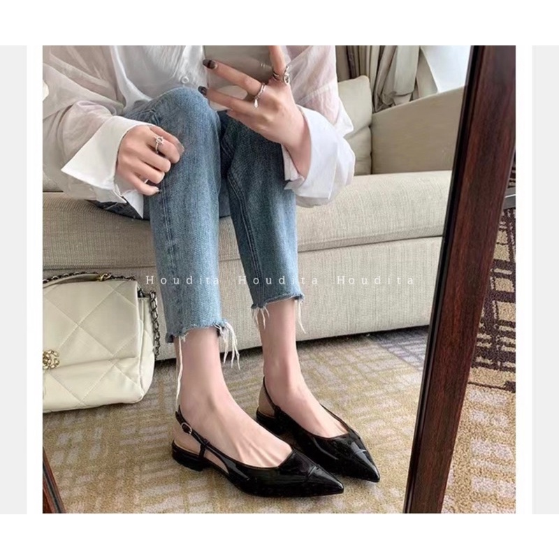 Giày sandal nữ đế thấp mũi nhọn tiên dụng thời trang sang trọng - HOUDITA - SGMN004