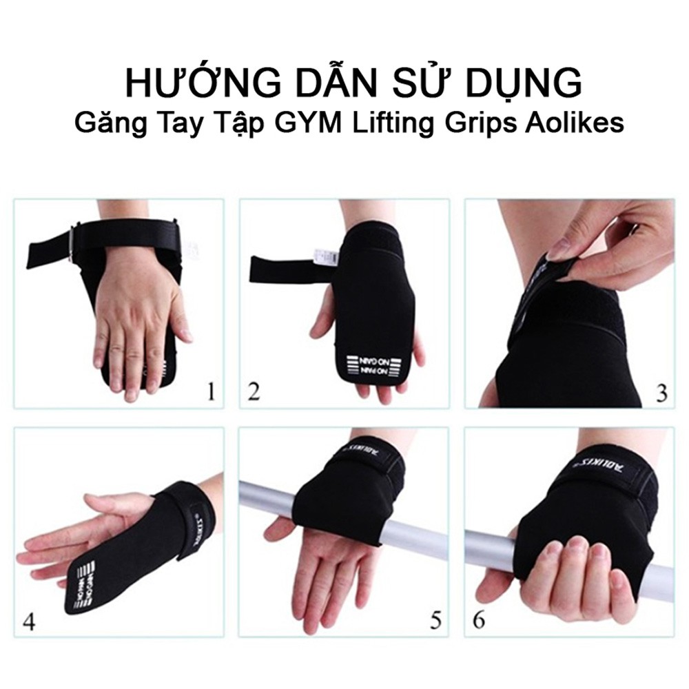 Găng Tay Tập GYM, Dây kéo lưng Lifting Straps đa năng chính hãng Aolikes (1 Đôi)