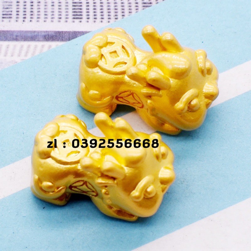 Charm Tỳ Hưu 3D Bạc Ta Mạ Vàng 8ly Mẫu Mới