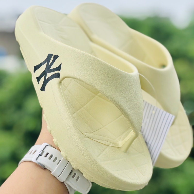 Dép unisex 𝐌𝐋𝐁 ❤️FREESHIP + Hộp❤️ dép kẹp mlb ny bóng chày thể thao nam nữ in NY chất xịn kèm tag mác, đế cao,vàng