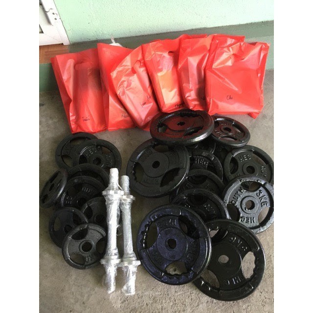 Combo đòn tạ sắt + bánh tạ