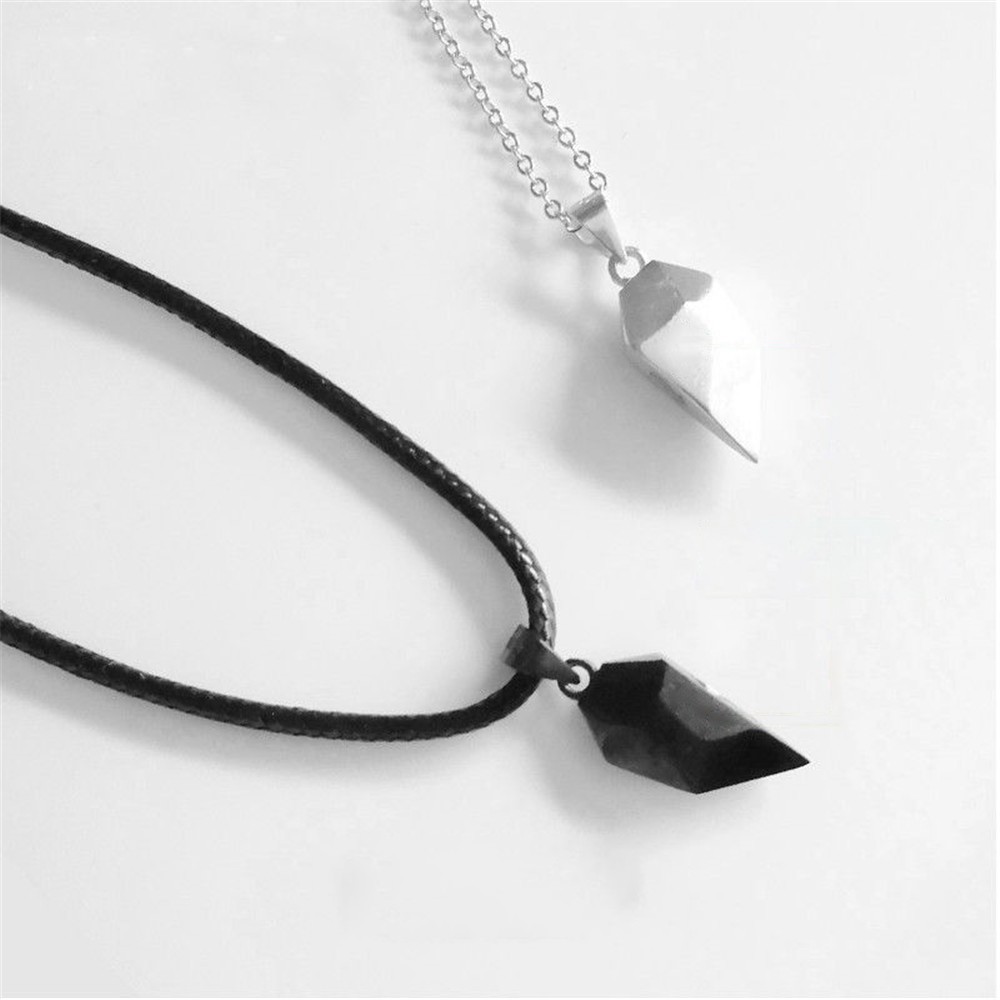 Set 2 dây chuyền nam châm mặt trái tim tối giản cho các cặp đôi