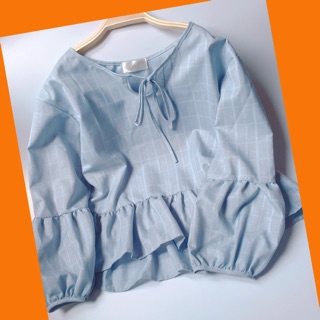 Áo babydoll cổ nơ tay bồng