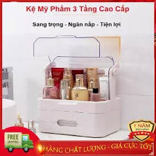 KỆ ĐỰNG MỸ PHẨM 3 TẦNG CAO CẤP CHỐNG BỤI BẨN