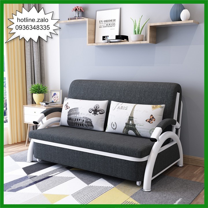 Giường ngủ thông minh  gấp gọn thành ghế sofa - Giường sofa gấp gọn thành ghế đa năng tặng kèm 2 gối ( 1m58x1m90 )